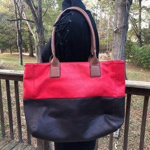 Used Red/black/brown Black Rivet Tote